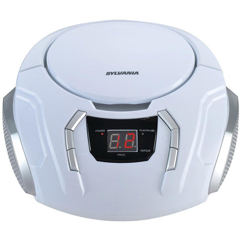 Sylvania Portable Cd Player With Am And Fm Radio (white) Cursrcd261bwhite