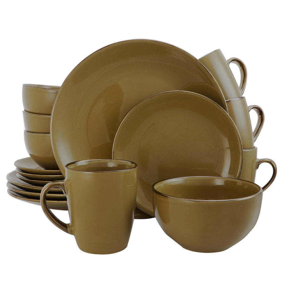 Elama Bristol Grand 16-piece Dinnerware Set, Warm Taupe