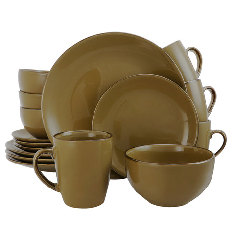 Elama Bristol Grand 16-piece Dinnerware Set, Warm Taupe