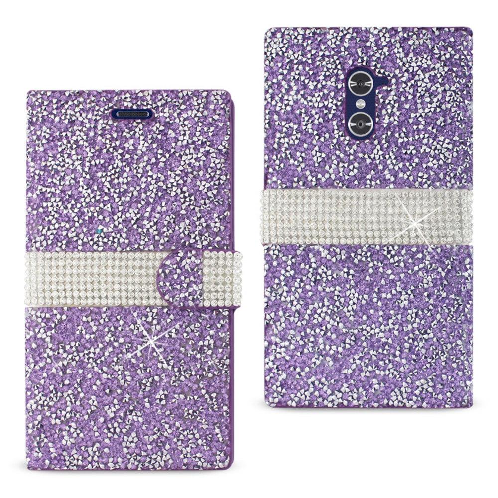 Reiko Zte Grand X Max 2 Diamond Rhinestone Wallet Case In Purple