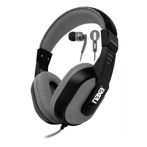 Naxa Djz Ultra Plus Headphones And Earphones Combo- Gray