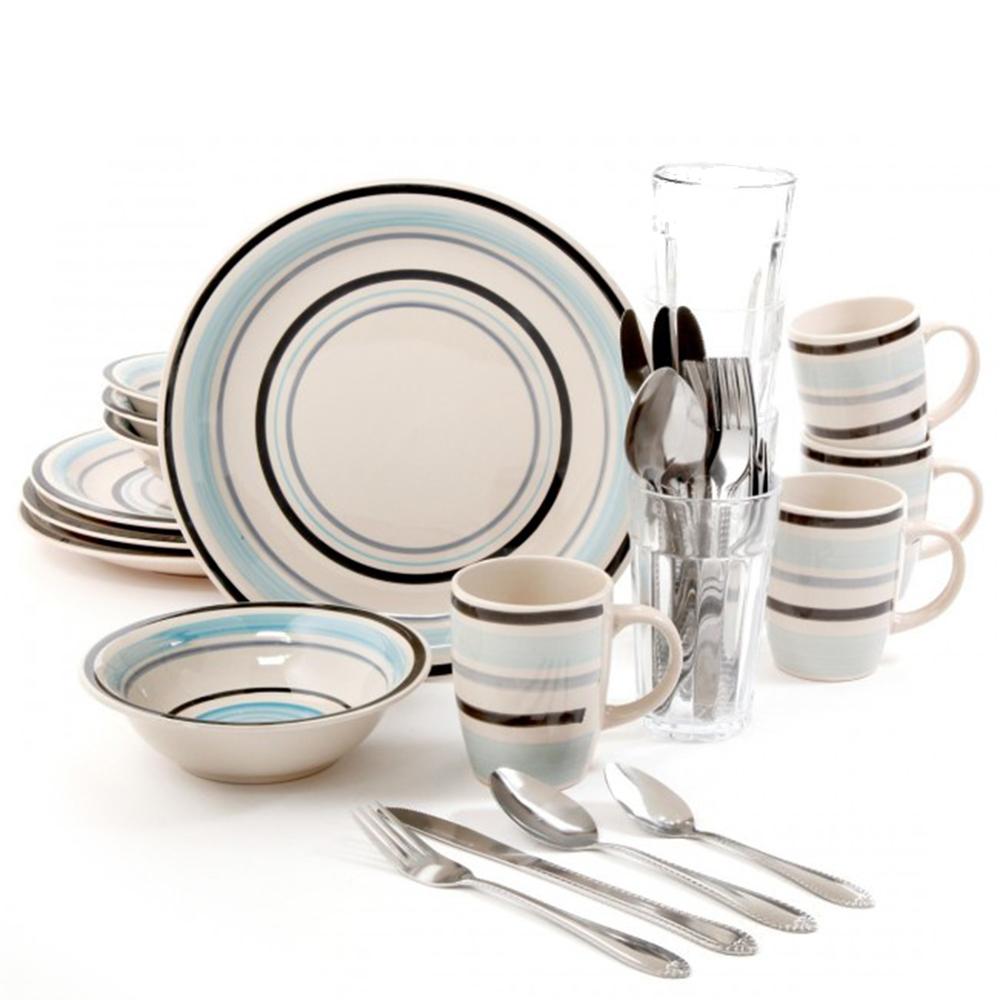 Gibson Home Deluxe Essentials 32pc Dinnerware Combo Set-blue