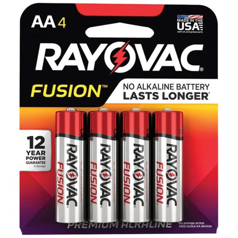 Rayovac 815-4tfusk Fusion Advanced Alkaline Aa Batteries, 4 Pk