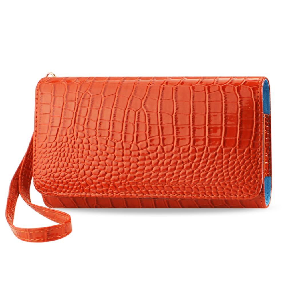 Reiko Crocodile Pattern Purse Wallet Case Samsung Mega 6.3/ Zte N9520 Orange (6.7x3.5x0.5 Inches)