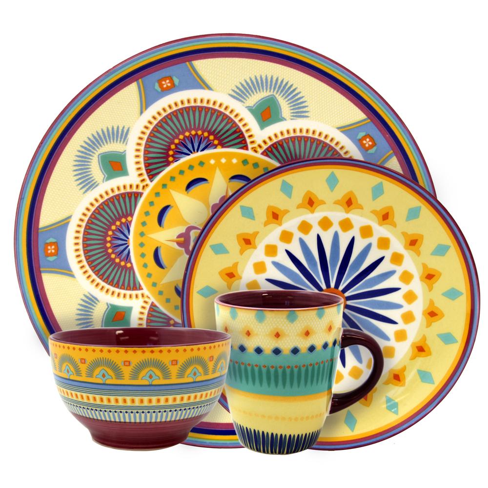 Elama Puesta De Sol 16 Piece Dinnerware Set