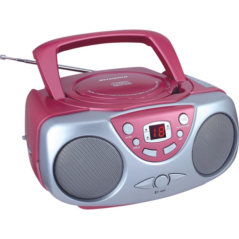 Sylvania Srcd243m Pink Portable Cd Boom Box With Am/fm Radio (pink)