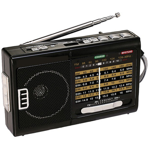 AM/FM/SW1 to SW7 10-Band Radio with Flashlight