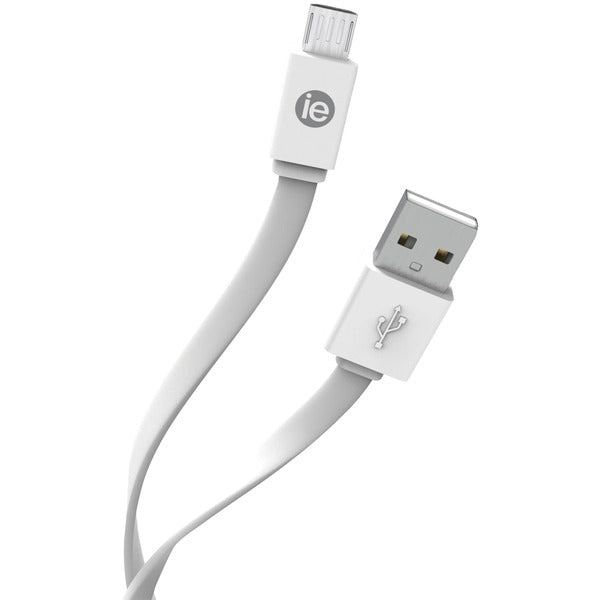 Charge and Sync Flat Micro USB to USB-A Cable, 4 Feet (White)