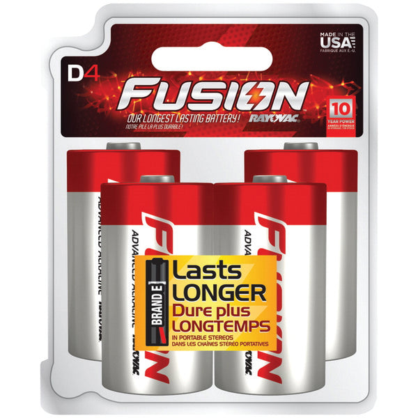 FUSION(TM) Long-Lasting Alkaline Batteries (D, 4 pk)