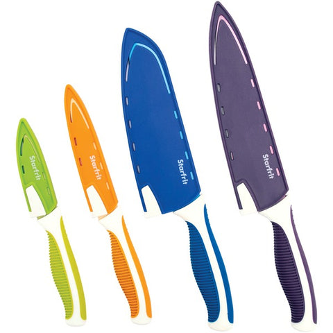 Set of 4 Knives with Integrated Sharpening Sheaths