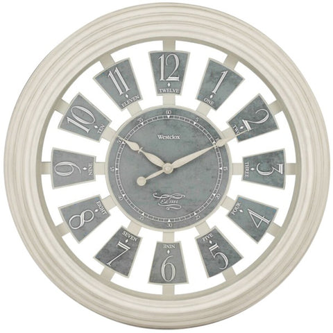 16-Inch Antique White Panel Clock