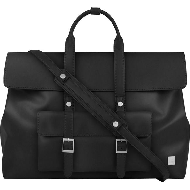 Moshi Treya Convertible Satchel/Backpack - Jet Black, Three-in-one Messenger, Satchel, Briefcase for Laptops up to 13" , Vegan Leather, Removable Clutch, RFID Pocket