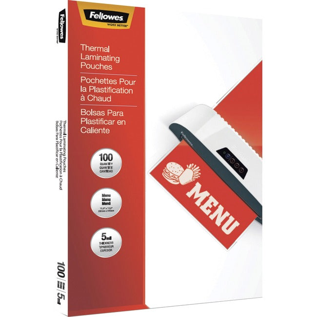 Fellowes Thermal Laminating Pouches - Menu, 5mil, 100 pack