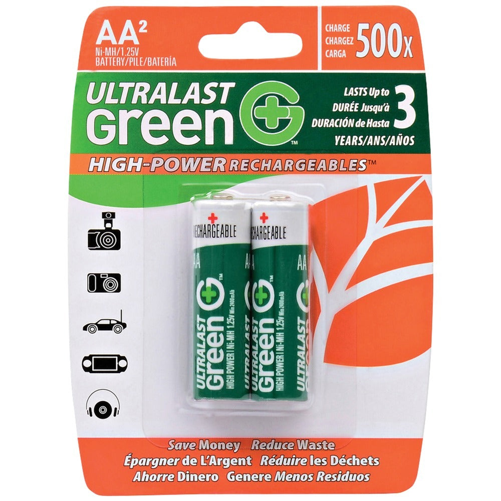 Ultralast Green High-power Rechargeables Aa Nimh Batteries&#44; 2 Pk Dotulghp2aa