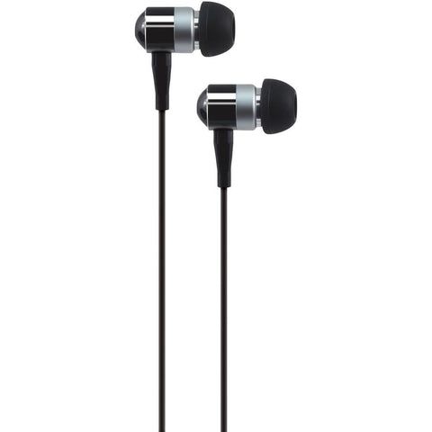 At&amp;amp;t Pebm02 In-ear Aluminum Stereo Earbuds With Microphone (black) Wacpebm02blk