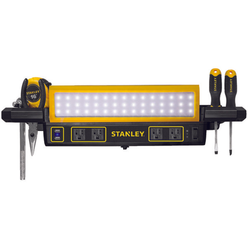 Stanley Psl1000s 1,000-lumen Workbench Shop Light With Power Strip