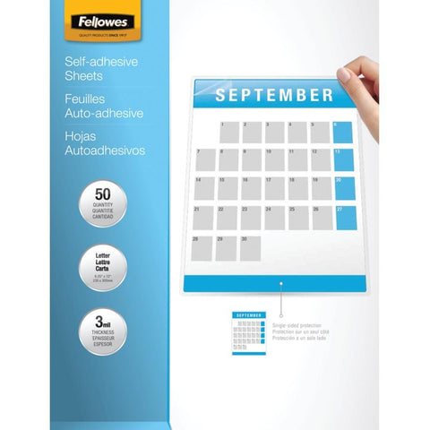 Fellowes 9&amp;quot; X 12&amp;quot; Self-adhesive Laminating Sheets&#44; 50 Pk Flw5221502