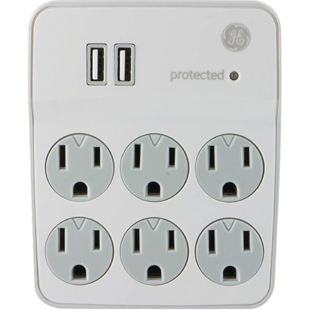 Ge 36735 6-outlet Surge-protector Wall Tap With 2 Usb Ports