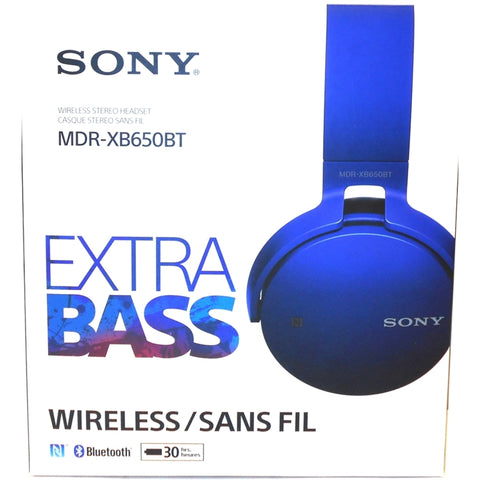 Sony Xb650bt Extra Bass Bluetooth Headphones - Stereo - Blue - Wireless - Bluetooth - 24 Ohm - 20 Hz - 20 Khz - Over-the-head - Binaural - Circumaural