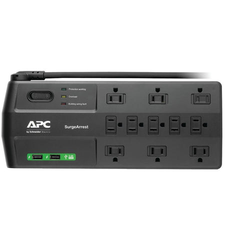 Apc 11-outlet Surgearrest Surge Protector With 2 Usb Charging Ports Apnp11u2