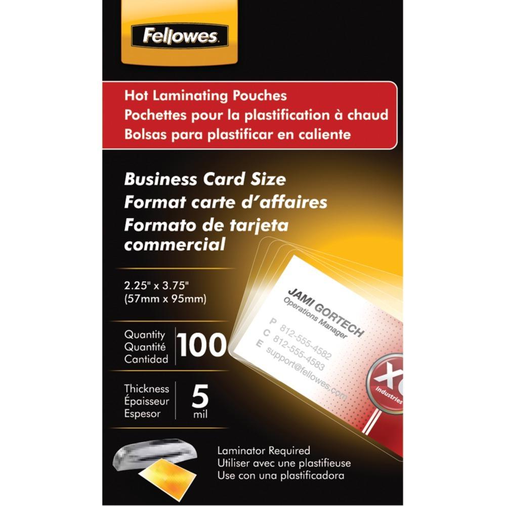 Fellowes 52031 Business Card Laminating Pouches, 100 Pk