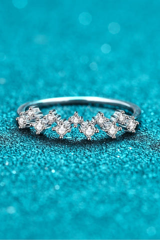 Moissanite Rhodium-Plated Half-Eternity Ring