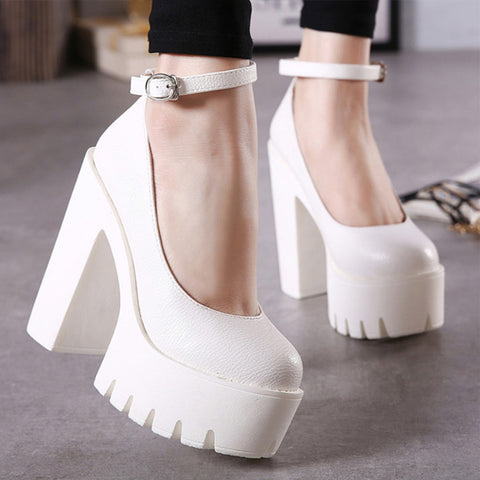 Antovo 2023 Spring Super High Heels Ladies Sandals Ballroom Banquet Shoes Chunky Heel 14CM Women Pumps Mary Jane Nightclub Party