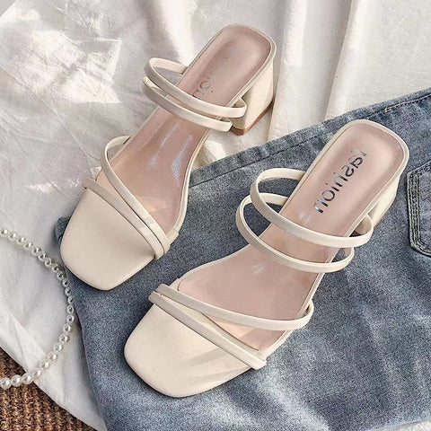 Women High Heel Sandals Summer Fashion Female Shoes Woman Square Heel Open Toe Ladies Sexy Sandalias Wedge Shoes 2023 New