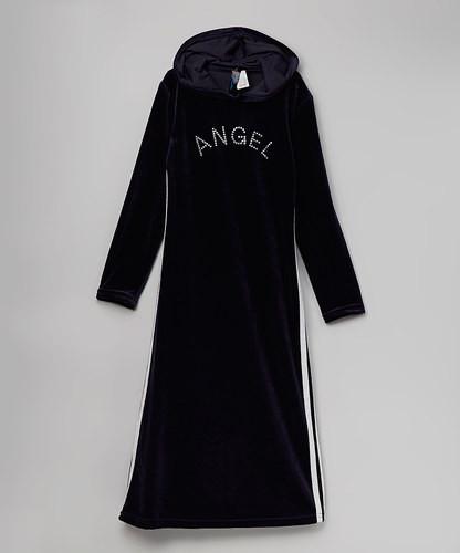 Girls Velour Hooded Long Dress