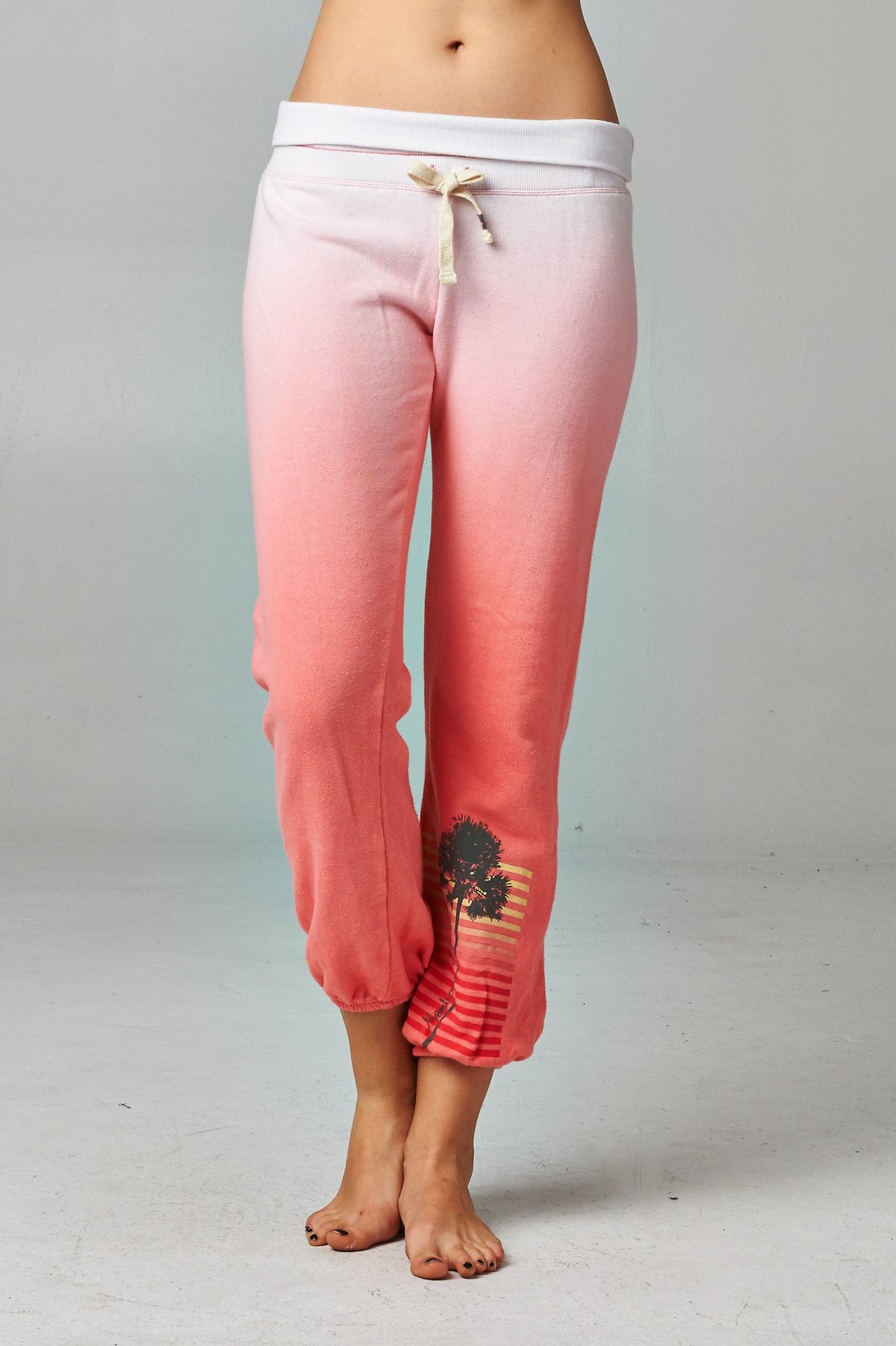 Women's Fold-over Waistband French Terry Dip Dye Screened Sweatpants