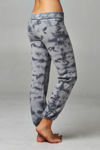 Women's Printed Tie Dye Foldover Waistband French Terry Sweatpants