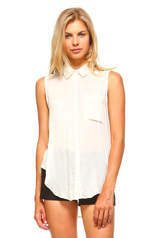 Women's Sleeveless Sheer Button Down Blouse