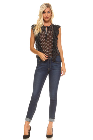 Women's Polka Dot Ruffle Top