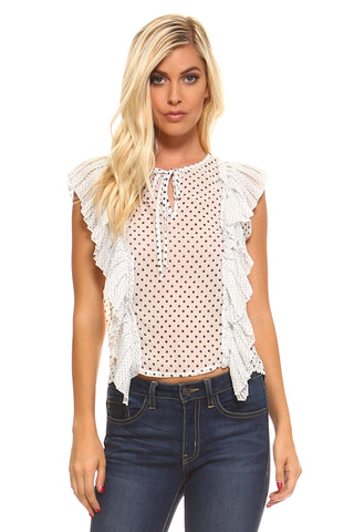 Women's Polka Dot Ruffle Top