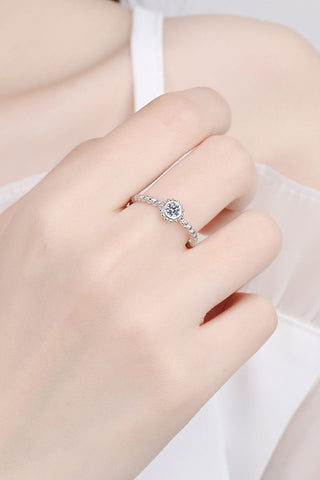 Moissanite Rhodium-Plated Ring