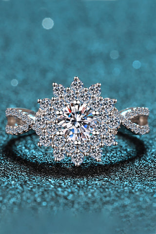 Moissanite Flower-Shape Split Shank Ring