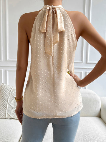 Swiss Dot Grecian Neck Tank