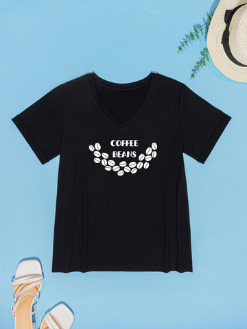 COFFEE BEANS V-Neck Short Sleeve T-Shirt