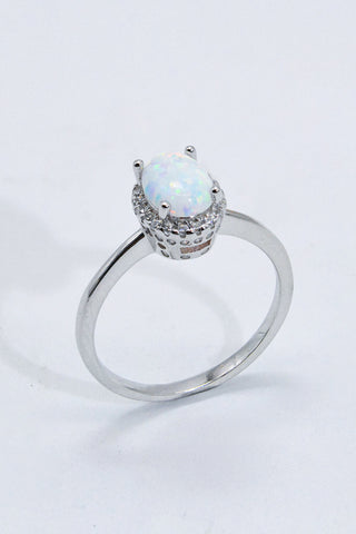 925 Sterling Silver 4-Prong Opal Ring