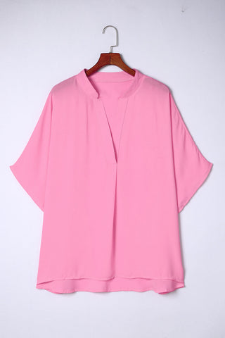 Plus Size Notched Neck Half Sleeve Blouse